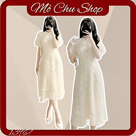 SET ÁO DÀI REN CHÂN VÁY VOAN 13967