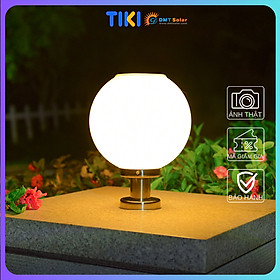 Mua Đèn trụ cổng năng lượng mặt trời cầu tròn TC02 đủ kích cỡ 25-30-40cm tích hợp remote  3 màu ánh sáng
