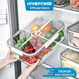 Hộp đựng thực phẩm tách nước Homepower chia 2 ngăn, 4 ngăn tiện lợi - Dung tích lớn