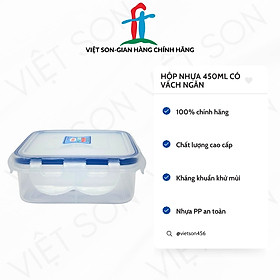 Hộp Nhựa Việt Son 450ml Đựng Thực Phẩm Có Vách Ngăn Lock Kín Hơi