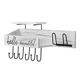 Wall Mounted Key Holder Hooks Rack Letters Living Room Wooden Mail Organizer