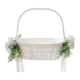 Flower Girl Basket, Wedding Flower Basket, Storage Basket, Lace Satin Bridesmaid Lace Basket for Event, Wedding, Banquet
