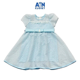 Đầm bé gái họa tiết Ren Nơ xanh Celestia - AICDBGPLCXJW - AIN Closet