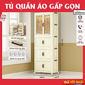 Mua Tủ Quần Áo Gấp Gọn Trẻ Em Rộng 56cm Tủ Nhựa Để Đồ Nhựa PP Nguyên Sinh An Toàn Cho Sức Khoẻ Có Bánh Xe Xoay 360 Độ