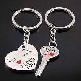 Mua Queenten 2pcs Fashion Love Heart Key Ring Keyfob Couples Romantic Keychain Lover Gift  QT