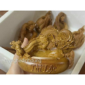 Mua Gạt tàn thuốc là  khắc rồng bằng gỗ bách xanh thơm nức kt 15×10×9cm