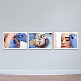 Mua Bộ 3 tranh trang trí tiệm xăm | Tranh xăm chân mày đẹp W2298 Canvas có viền