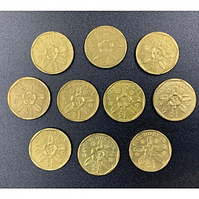 Mua 10 Đồng 1 Dollar của Singapore may mắn phong thủy làm quà tặng - tặng kèm túi gấm đỏ