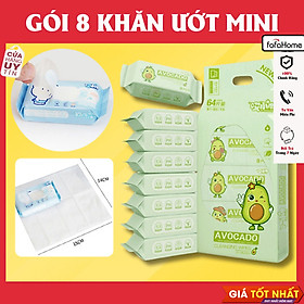 Khăn Giấy Ướt Mini Dễ Thương Bỏ Túi Tiện Lợi ( 1 Túi 8 Gói ) Phù Hợp Mang Đi Chơi, Đi Du Lịch, Tiện Dụng Giao Màu Ngẫu Nhiên