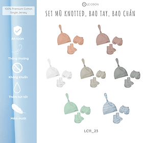 LE COON | Set Mũ Knotted, Bao Tay, Bao Chân | COOL | Newborn
