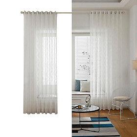 Rèm cửa sổ bằng vải siêu mỏng với thanh vòng dùng cho nhà bếp, phòng ngủ , phòng khách-Màu trắng-Size 39 "Rộng x 51" L