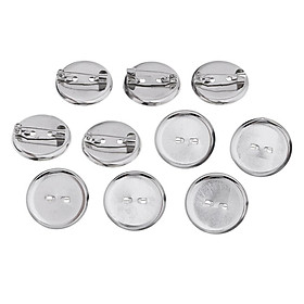 10pcs Metal Brooch Blank Lapel Pin Badge Base Pin-Back Buttons Base 23mm