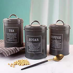 3x Kitchen Storage Jar Tea Coffee Sugar Canisters Tin Bin Pot with Lid White