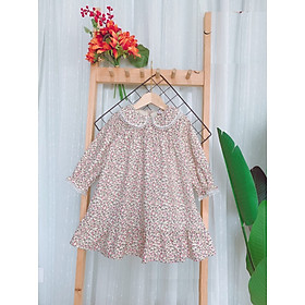 Váy thô bé gái 1-12 tuổi hình hoa nhí, Đầm tiểu thư cho bé chất liệu vải cào bông dày dặn mềm mại