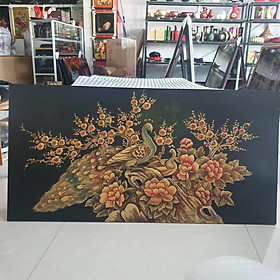 Mua Tranh sơn mài đắp nổi chim công và hoa mẫu đơn  hoa đào 60x120 cm