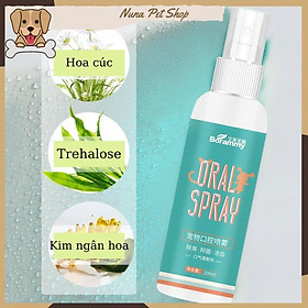 Xịt thơm miệng cho chó mèo Borammy 100ml Xịt khử mùi, hơi thở thơm mát cho