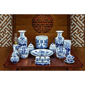Mua Bộ ban thờ gia tiên men dong(phù hợp với ban thờ 75cm và 97cm). Gốm sứ Bát Tràng cao cấp