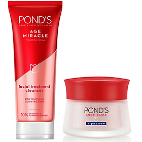 Combo Kem Dưỡng Da POND'S Age Miracle Đêm 50g + Sữa Rửa Mặt Pond's Chống Lão Hóa Age Miracle 100g