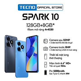 Mua Điện thoại Tecno SPARK 10 4GB/128GB - Camera 50MP | 5000 mAh | Sạc nhanh 18W | Cảm ứng vân tay - Hàng chính hãng