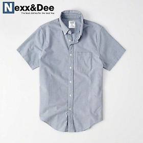 Áo sơ mi nam tay ngắn trắng công sở vải oxford denim có túi cao cấp SM04
