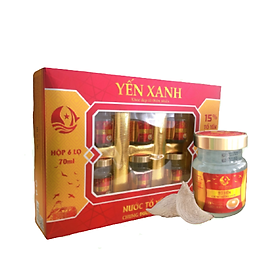 TỔ YẾN CHƯNG ĐƯỜNG PHÈN YẾN XANH 15% TỔ YẾN - HỘP 6 LỌ