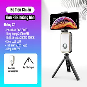 Cây Đèn RGB Hoàng Hôn High Tech Gate RGB3000 Chế Độ Cầm Tay Tripod Chụp Ảnh Selfie, Decor Trang Trí Quay Video Tiktok, Livestream Để Bàn Có Thể Kết Nối Gậy Chụp Hình, Camera Tiện Lợi, Hàng Chính Hãng