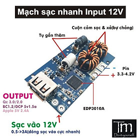 Mua Mạch Sạc Dự Phòng Sạc Nhanh Đầu Vào 12v