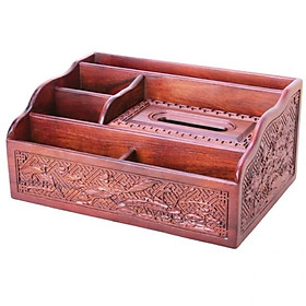 Mua Hộp đựng khăn giấy đa năng để bàn làm việc bằng gỗ hương chạm khắc xinh xảo hàng cao cấp