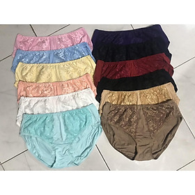 Sét 10 quần lót nữ BIG SIZE Thun cotton Cạp cao ren trước Hàng Việt Nam(Từ 60kg đến 100kg)