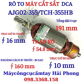 Rô to máy cắt sắt 'DCA' Mod. AJG02-355 / 'DongCheng" Mod.DJG02-355 . Đầu trục 8 Răng dấu huyền