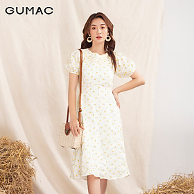Đầm váy nữ DA1075 GUMAC thiết kế hoa đô nhún