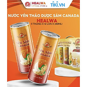 Nước yến thảo dược sâm Canada Healwa 1 thùng x 12 lon x 240ml Thức uống