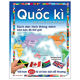 Hình ảnh Quốc Kì Các Nước Trên Thế Giới - Sách Dán Hình Thông Minh Kèm Bản Đồ Thế Giới- Với Hơn 400 Lá Cờ Bóc Dán