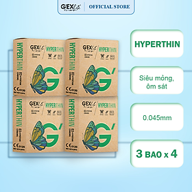 Combo 4 hộp bao cao su G'EXlife dòng Hyperthin siêu mỏng, ôm sát (3 bao/hộp)