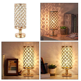 Crystal Table Lamp Desk Light Bedside Table Lighting with Sliver Crystal Lamp Shade Night Light Fixture for Living Room Bedroom