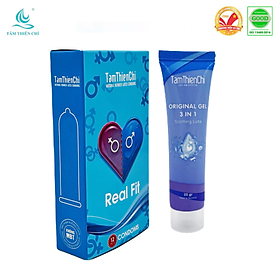 Gel bôi trơn Tâm Thiện Chí 25g và Bao cao su TTC Real Fit size nhỏ hộp 12