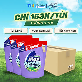 Thùng 3 Túi Nước Giặt Xả MaxKleen Hương Hoa Nắng (3.8kgx3)