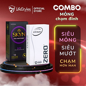 Combo Mỏng Chạm Đỉnh - Bao cao su LifeStyles Zero 12 bao + 1 Bao cao su Lifestyles Skyn Elite Nonlatex 10 bao