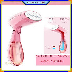 Bàn Là Hơi Nước Cầm tay Gấp Gọn SOKANY SK-3060 Màu Hồng Xinh Xắn