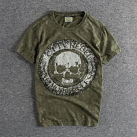 Áo thun cổ tròn wash phong cách bụi_dã ngoại