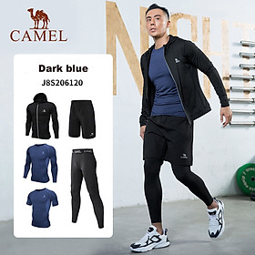 Bộ Đồ Thể Thao Nam CAMEL 5 cái một bộ Bộ đồ tập gym Mặc quần áo chạy bộ Nhanh khô Đồ thể thao dài tay Áo bóng rổ Bộ quần áo tập luyện - Dark Blue - L