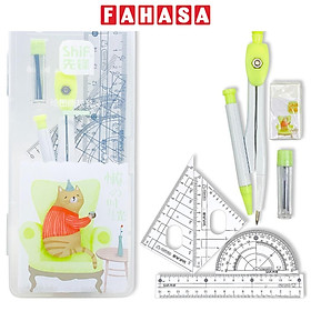 Bộ Compa 7 Món - Bút Chì Kim - ShiF 3039 - Màu Xanh Lá