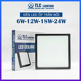 Đèn LED Ốp Trần Nổi Vuông Vỏ Đen TLC Lighting công suất 6W, 12W, 18W, 24W