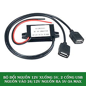 Bộ Đổi Nguồn 12V sang 5V,Đầu Ra 2 Cổng USB