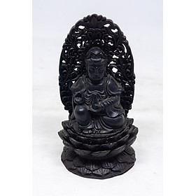 Tượng Phật Bà Quan Âm ngồi tòa sen bằng đá