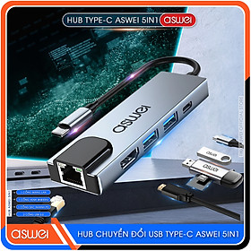 Mua Hub Chuyển Đổi USB Type C ASWEI 5 in 1 To HDMI  USB 3.0  Lan  PD 100W - Hàng Chính Hãng