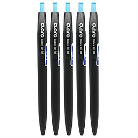 Combo 5 Cây Bút bi Claro BLACK JET RT 0.7mm Mực Xanh