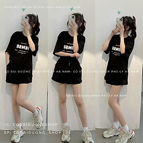SET ÁO THUN QUẦN ĐÙI SENSE ĐEN SIÊU XINH CHO NỮ