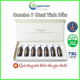 Hộp 7 Lọ Tinh Dầu Hạnh Phúc Hương Sả Chanh Oải Hương Xông Phòng Hỗ Trợ Làm Sạch Không Khí Ngăn Ngừa Vi Khuẩn Đuổi Muỗi 20ml