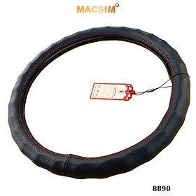 Bọc vô lăng cao cấp Macsim mã 8890 màu đen chỉ đỏ - Chất liệu da thật 100%, khâu tay thủ công size M